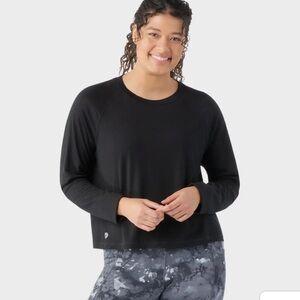 Smartwool Active Crop Long Sleeve Black Top